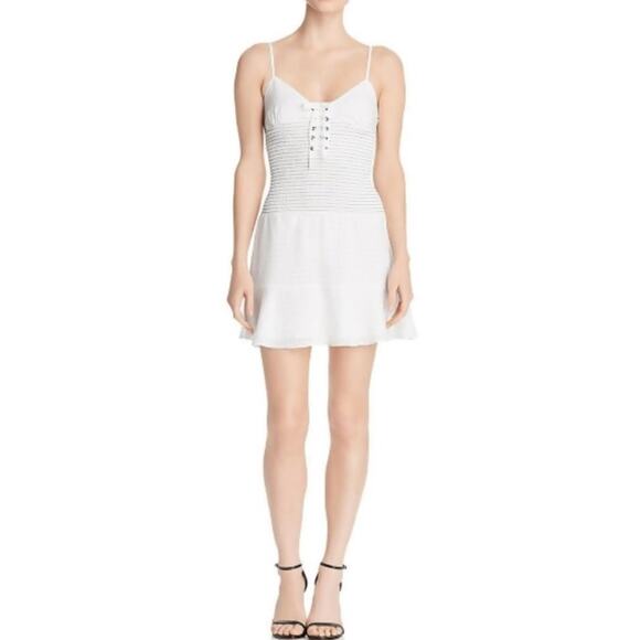 The East Order Dress White Smocked Lace Up Mini - Picture 4 of 8